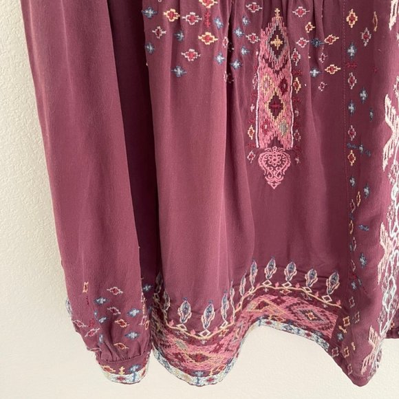 JOHNNY WAS Biya "Deliza" Embroidered Silk Blouse: Wine Colored; SMALL; NWOT! - Picture 8 of 9